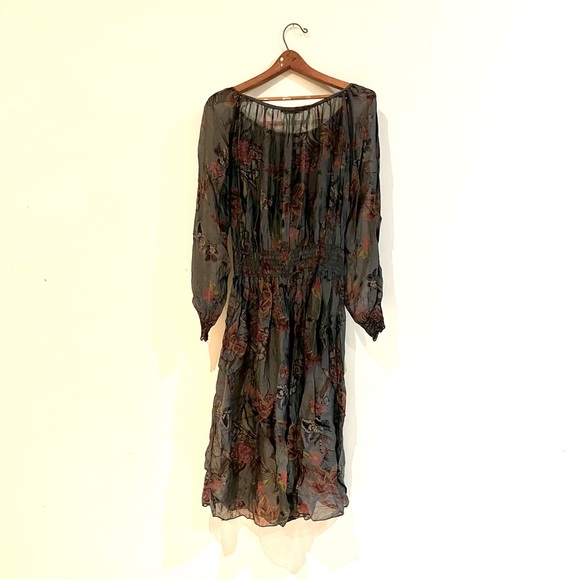 Axara Paris floral print blue Gray dress With long sleeve - Picture 3 of 6